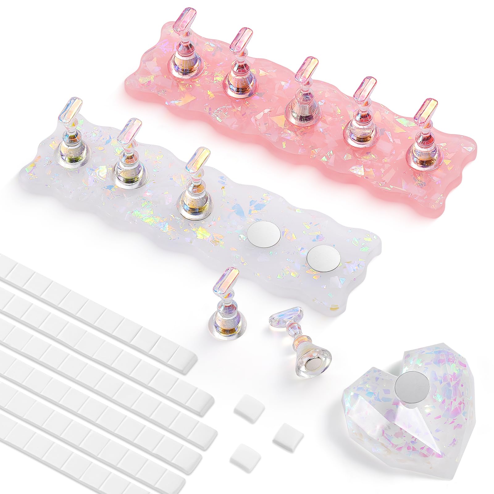 Photo 1 of Etercycle Nail Stand, 2 Set Nail Holder For Painting Nails, Magnetic Press On Nail Kit Nail Tech Must Haves Practice Acrylic Nail Art Tools for Home DIY Salon Nails Display with 96 Pcs Sticky Putty