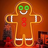 Gingerbread Man Neon Sign for Wall Decor Christmas Neon Signs for Bedroom Dimmable Led Neon Signs Neon Light Sign for Bedroom Living Room Home Christmas Decor Gift for Children Kids