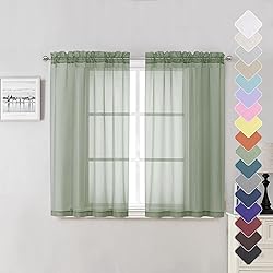 Lecloud Sage Green Sheer Curtains 45 Inch Long 2