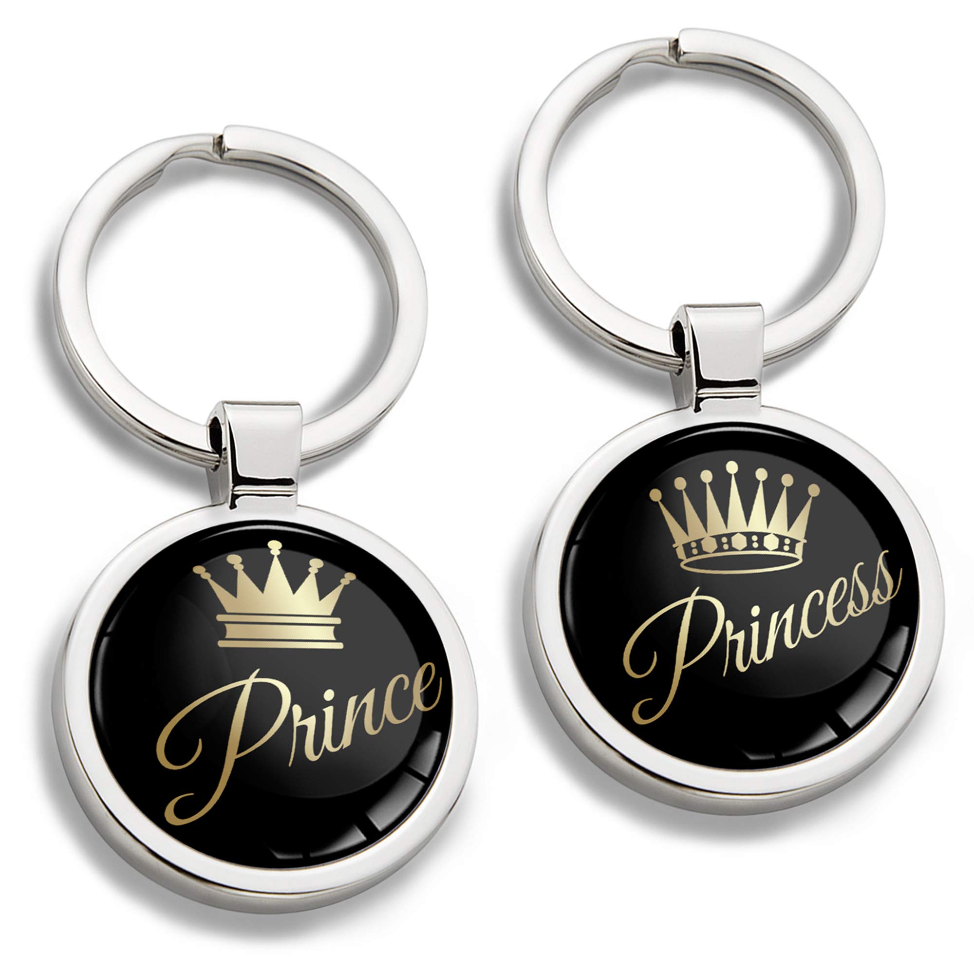 Biomar Labs Stainless Steel Metal Keychains With Multiple Unique Designs Durable Premium Accessory Car House Keys Backpack Gift Travel Souvenir Elegant (Prince & Princess Emblem KK 250)