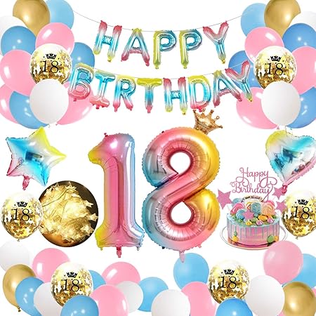 Aperil Palloncini Compleanno 18 Anni Gradiente Arcobaleno Con Catena Di Luci A Led Palloncini Buon Compleanno Palloncini Numero Addobbi Compleanno Decorazioni Per Feste Per Ragazza Adulti Amazon It Giochi E Giocattoli