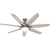 Hunter Fan 60 inch Matte Silver Indoor Ceiling Fan with LED Light Kit (Renewed)