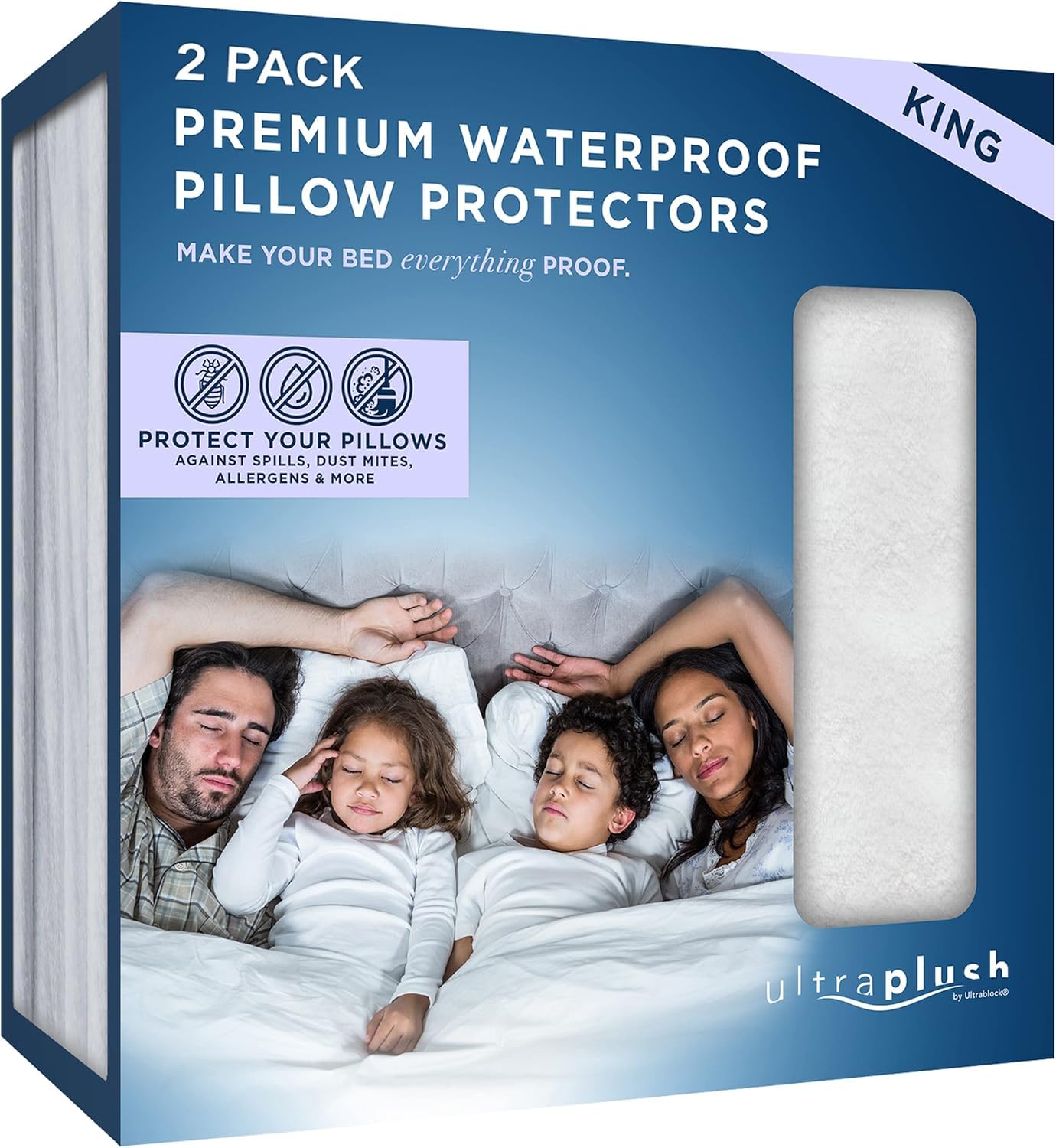 Ultraplush King Size Waterproof Pillow Protector Dust Mite Bed Bug CoverHypoallergenicZippeSet Of 2