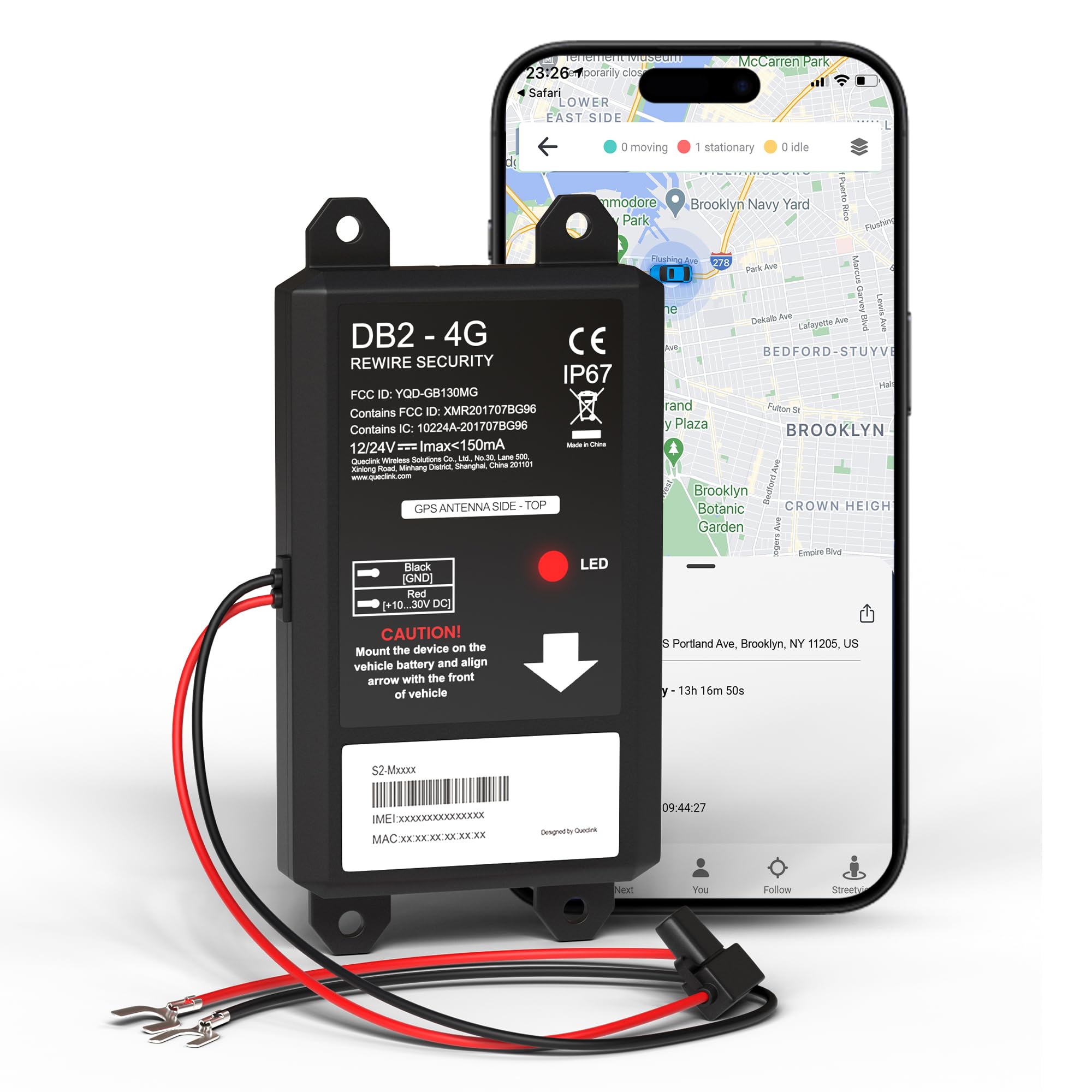 REWIRE SECURITY DB2 Wired GPS Tracker for Vehicles | Easy Installation on 8V–32V Batteries | Fits with Car, Truck, Trailer, RV, Van, Boat & Motorbike | Live Tracking | Low Cost Subscription Plans
