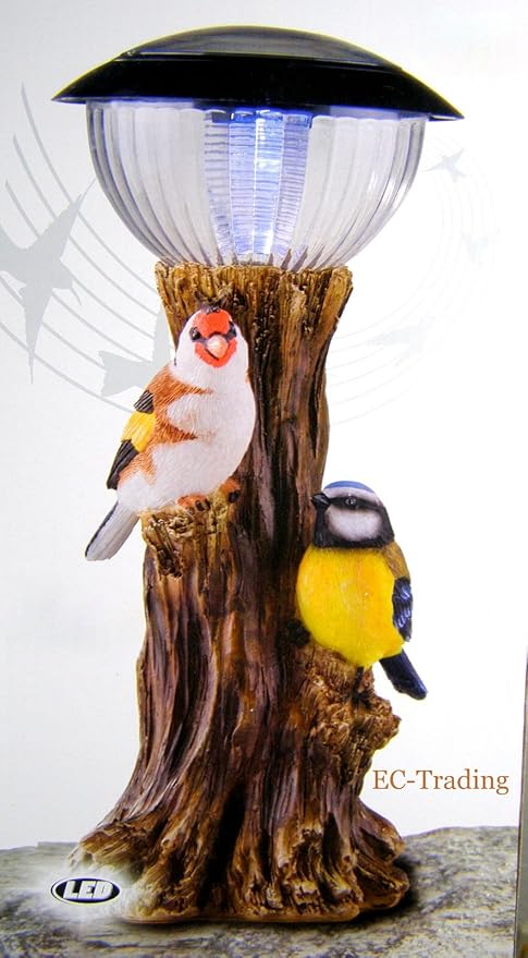 Solarlampe Mit Led Beleuchtung Vogel Auf Baumstamm Solarleuchte Gartendeko Motiv 2 Amazon De Garten