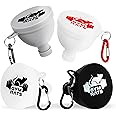 Protein Powder Funnel Set - Travel Protein Powder Container to Go with Carabiner & Reinforced Caps to Stop Spills - Protein & Pre Workout Powder Supplement Funnel for Bottles & Shakers - 4 Pack