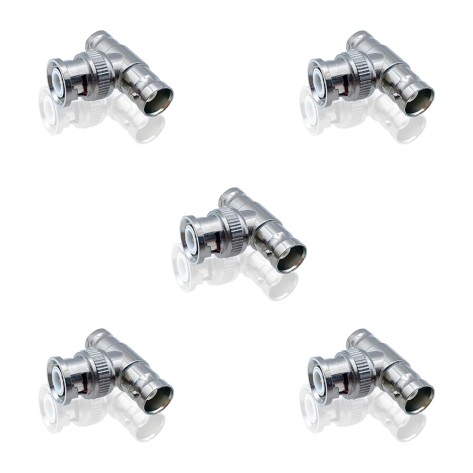 iYueMps 3 Way BNC Adapter BNC T Type Splitter,5pcs Male to 2 Female Connector for Coaxial Cable CCTV Video Security Camera