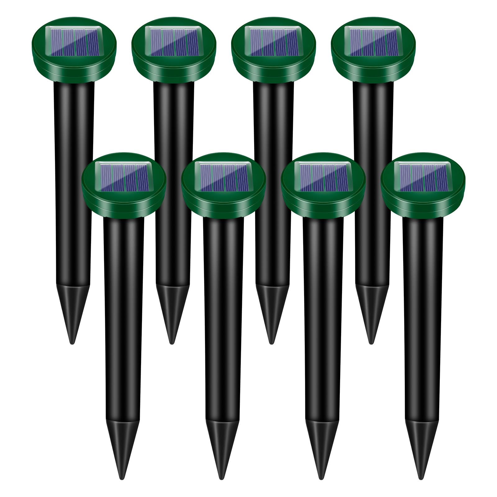 Photo 1 of 8Pack Mole Repellent Solar Powered, Waterproof Ultrasonic Mole Repellent Stakes Outdoor to Deterrent Gopher, Chipmunk, Squirrel, Vole, Snake, Armadillo, Groundhog Out of Lawn & Garden