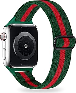 LANVO Adjustable Slim Elastic Bands Compatible with Apple Watch Band 44mm 42mm 40mm 38mm, Women Stretch Thin Nylon Band Strap Compatible for iWatch SE Series 6 5 4 3 2 1