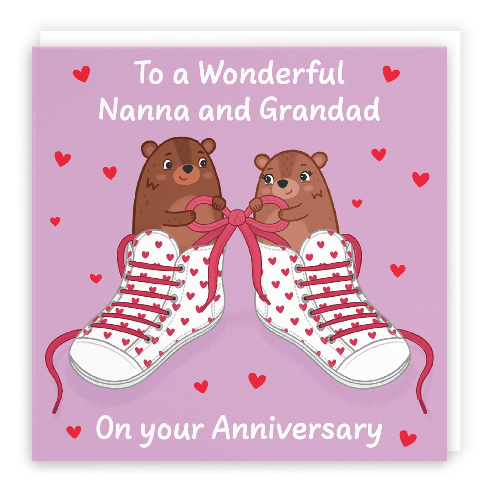 Hunts England - Cute Love Laces Nanna And Grandad Anniversary Card - Fun Bears Anniversary Card - Love Story Collection