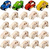 Chivao 24 Pcs Wood DIY Car Toys, Unfinished Wooden Cars, Paintable Wood Toys, Wooden Crafts for Students Home Activities Craft Projects Easy Woodworking (Classic Style)