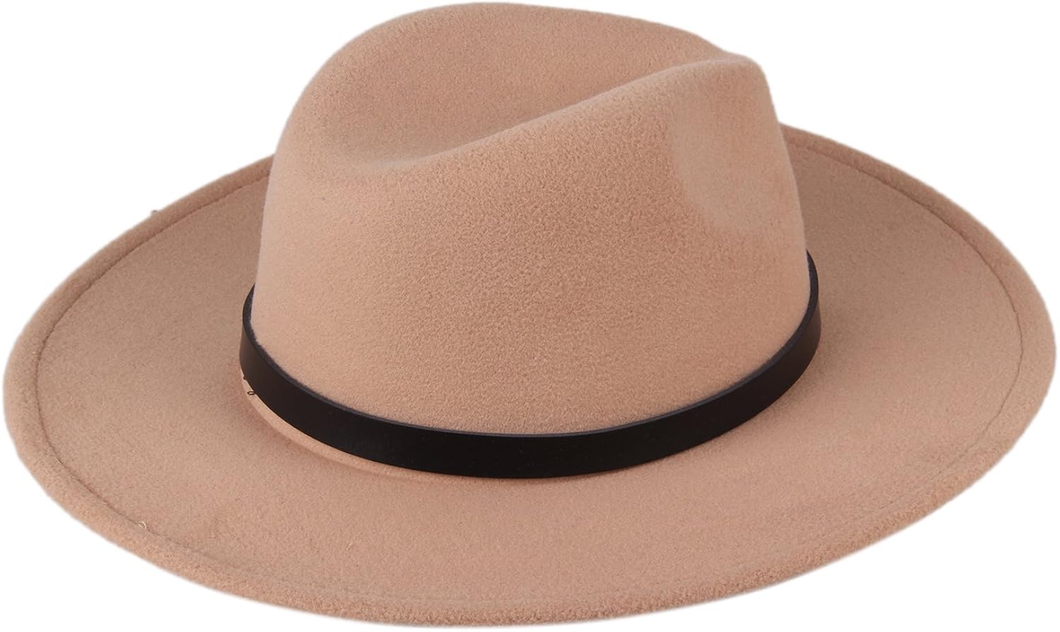Dantiya Women'/s Wide Brim Wool Fedora Panama Hat with Belt Camel, One Size at  Women’s Clothing store