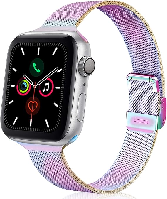 TRA Metal Slim Band Compatible for Apple Watch Band 38mm 40mm 42mm 44mm, Stainless Steel Mesh 