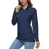 MAGCOMSEN Women's Shirts Long Sleeve 1/4 Zip UPF50+ UV Sun Protection Quick Dry Workout Hiking Athletic Shirts Rash Guard