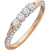 Dazzlingrock Collection 0.50 Ctw 10K Solid Gold Round Diamond Womens Anniversary Wedding Band Stackable Ring