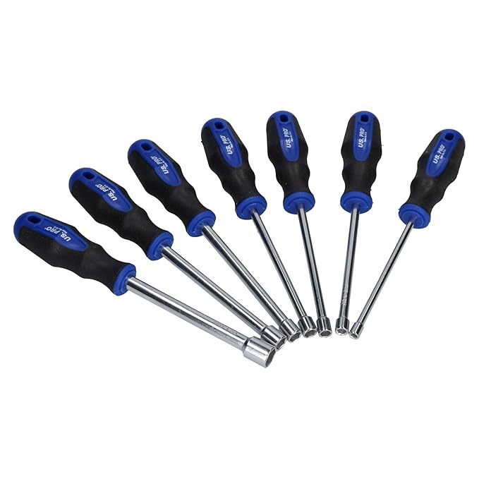 7pc Extra Long Metric Hex Nut Drivers Spinners Sockets 5mm 13mm Soft