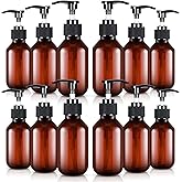 Tessco for you 12 Pack Amber Soap Dispenser Empty Plastic Pump Bottles Dispenser Refillable Shampoo Container for Hand Sanitizer Soap Lotion Body Wash Conditioner Bathroom Kitchen Travel(3.4 Oz)