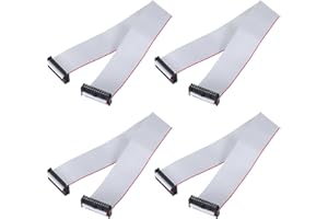 MECCANIXITY 4 Pcs IDC Flat Ribbon Cable, 2.54mm Pitch 30mm Width 30cm Long 24 Pin FC to FC Flat Ribbon Connector Jumper Wire 