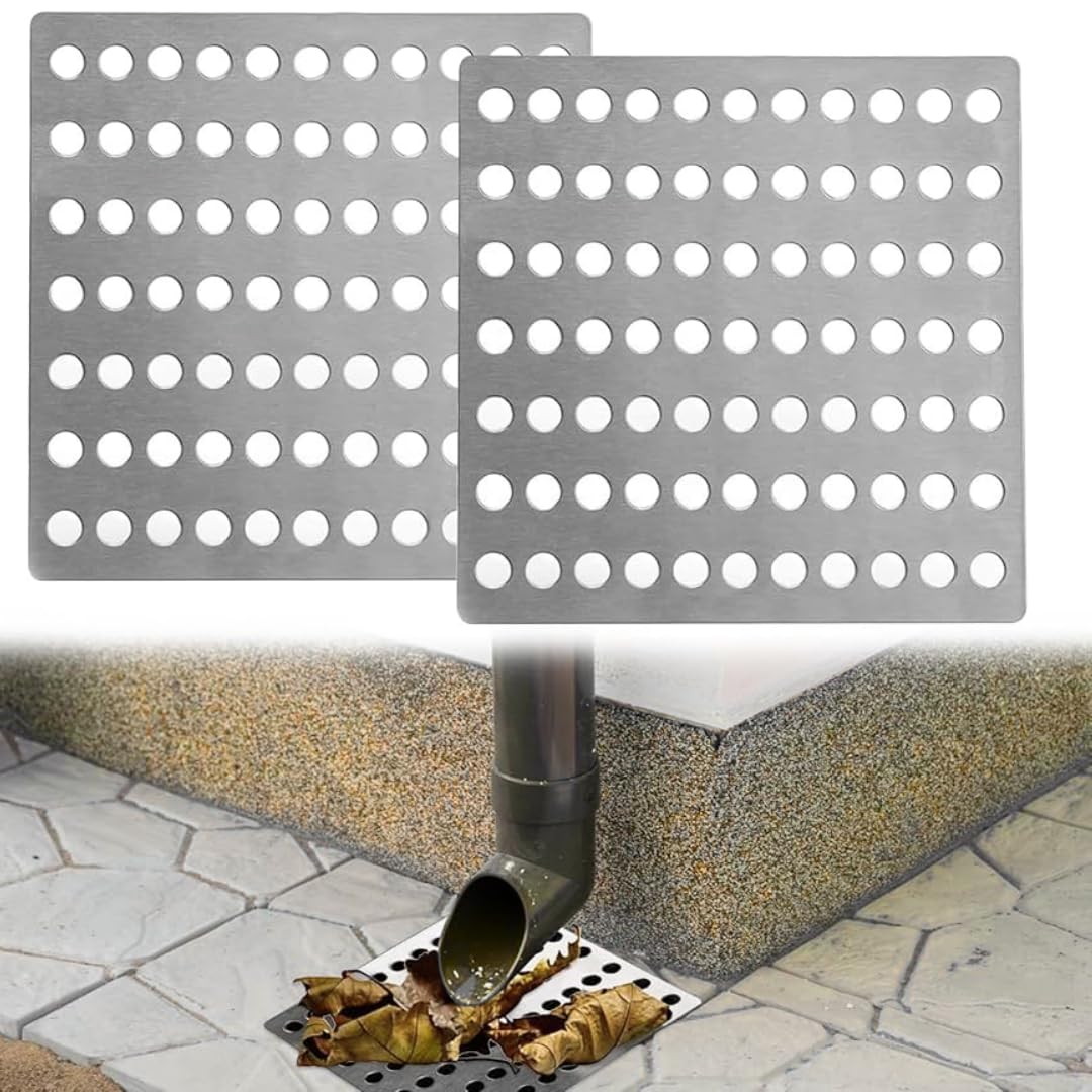 Citystores® 2 Pack Drain Guard Stainless Steel 6x6" Gutter Cover – Leaf & Debris Stopper for Outdoor Drains, Downspouts, Roof Gutters – Durable Mesh Drainage Protector