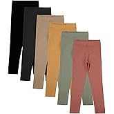 Chicduo 6 Pack Toddler Girl Solid Leggings Soft Comfortable Ankle Length Leggings Kids Stretchy High Waist Pants