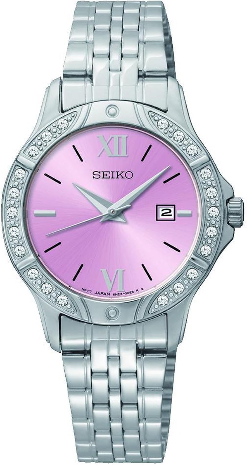 Seiko Ladies' Pink Dial Stainless Steel Bracelet Watch Amazon.co.uk