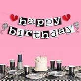 xo, Fetti Emo Birthday Banner | Goth Party Decorations, Checkered Garland | Happy, Iridescent Black, Millennial Decor, Broken Hearts, Pop Punk, 2000s