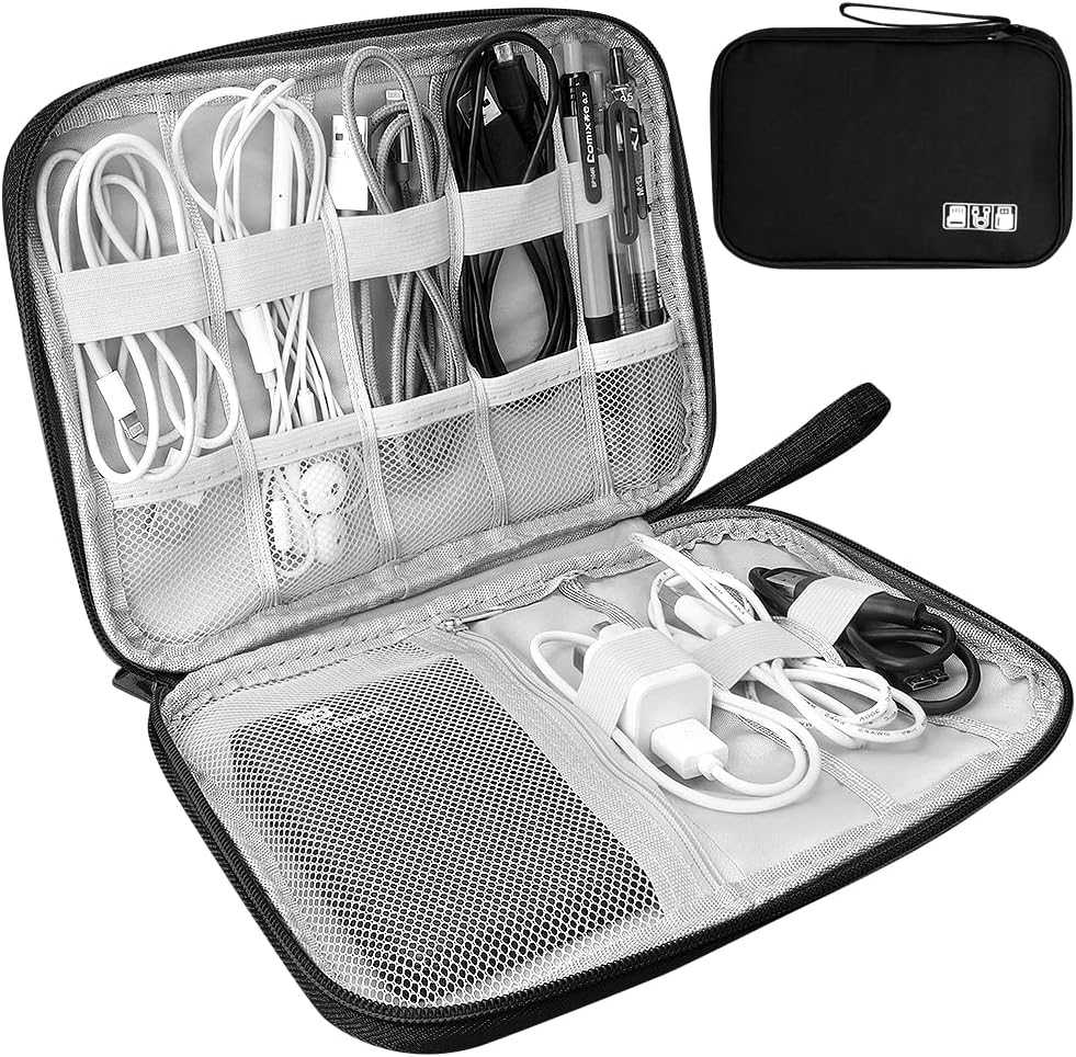 HCFGS Electronics Accessories Organizer Bag 25x18cm Travel Cable Case Black