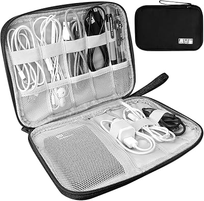 HCFGS Electronics Accessories Organizer Bag 25x18cm Travel Cable Case Black