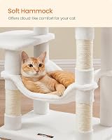 Feandrea Cat Tree Tower 112 cm Cream White Multi-Level Plush Condo with view 5