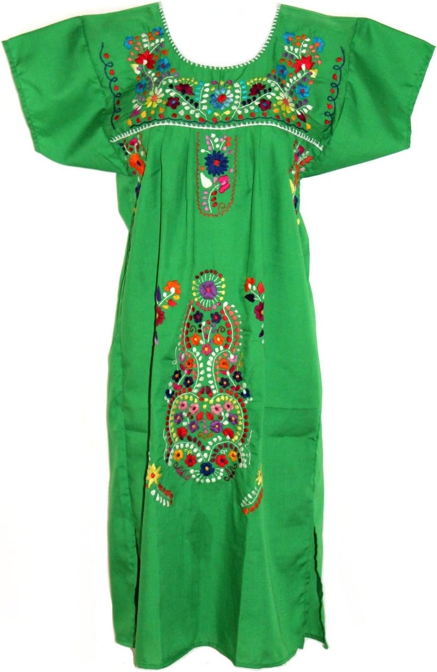 Leos Mexican Imports Mexican Dress Puebla (XXX-Large, Green)