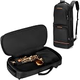 Rexmica Padded Alto Sax Case Gig Bag Backpack with Hidden Shoulder Strap | Thicken Padding, Soft Velvet Lining, Accessory Pockets, Non-slip Mat, Alto Saxophone Bag for Mouthpiece/Sheet Music