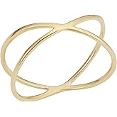 KoolJewelry 14k Yellow Gold Minimalist Criss Cross X Knuckle Ring, Size 6-9