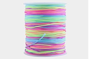 KONMAY 1 Rolls 1.0mm Rubber Elastic Bracelet Cord, 110 Yards Rainbow Stretchy Bracelet Strings for Necklace, Beading, Jewelry Making and Crafting