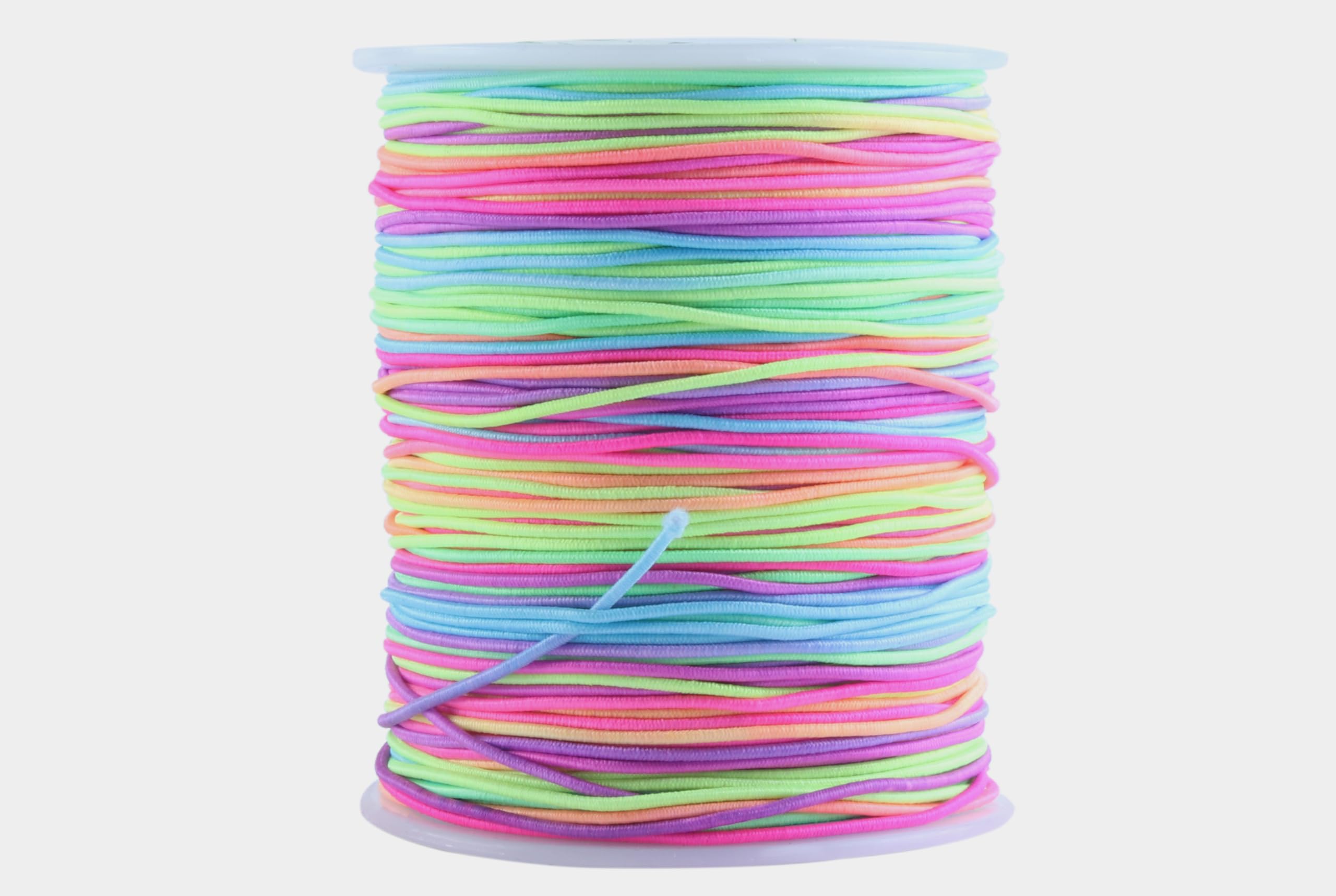 KONMAY 1 Roll 100 Meters 1.0mm Rainbow Rubber Stretchy Cord Elastic Beading String for Jewelry Making, Crafting and Clothing