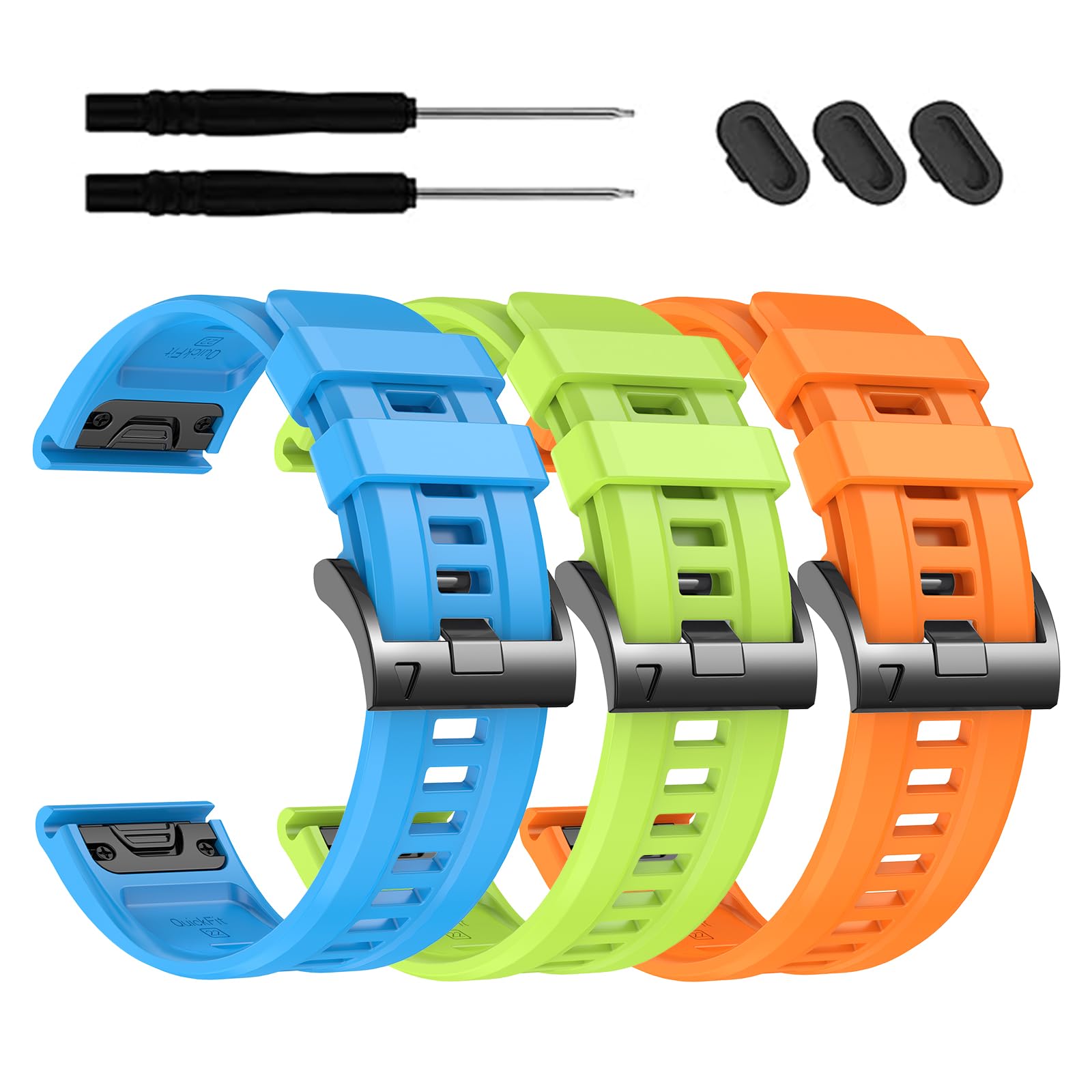 EZMVZKU 26mm Watch Straps Compatible with Garmin Fenix 8 AMOLED 51mm/7X Pro/7X/6X Pro/6X/5X Plus/5X, QuickFit Sport Silicone Watchband Replacement for Enduro 3/2/Descent Mk3i 51mm/Mk2i/Epix Pro 51mm