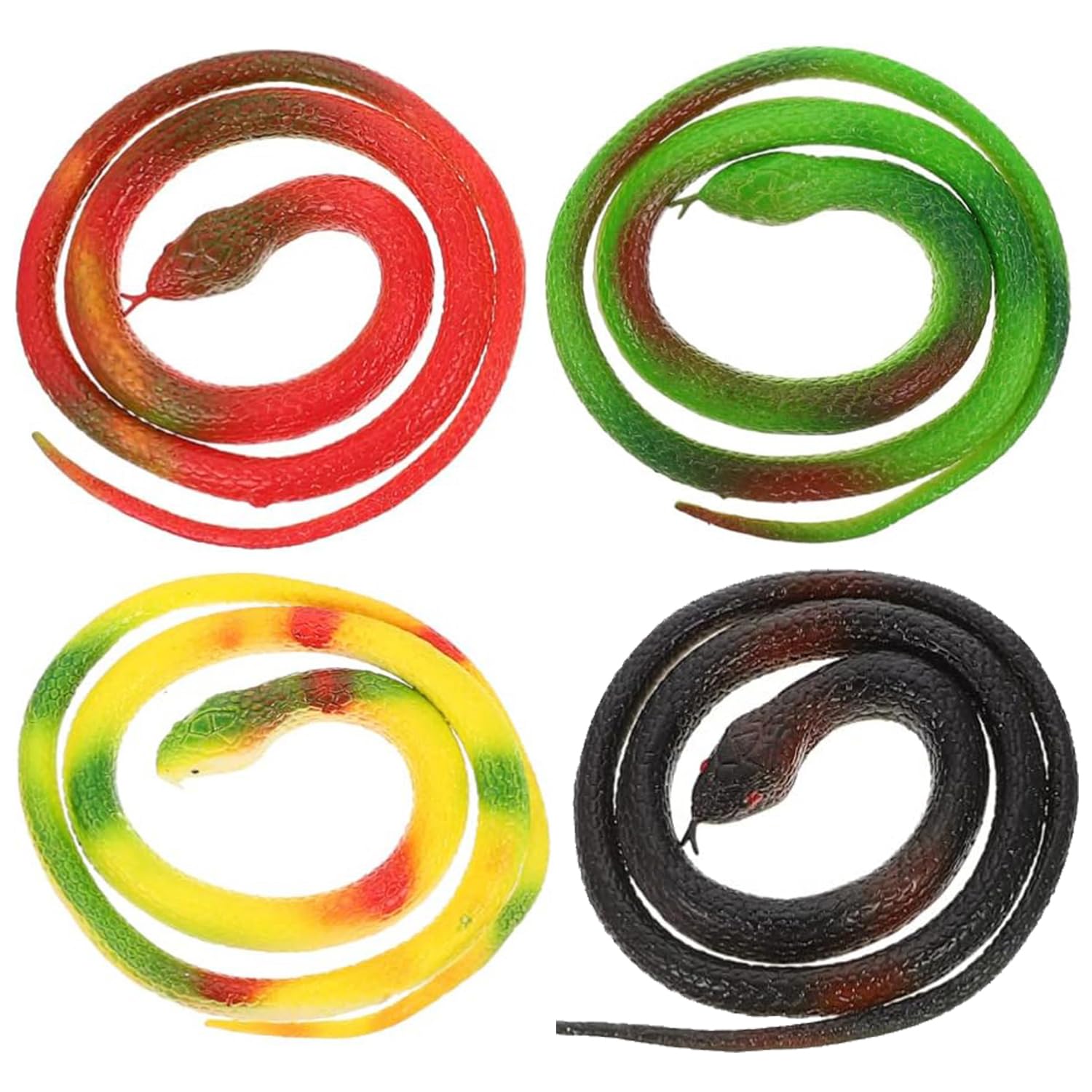Photo 1 of ZJMZZM Realistic Rubber Snakes - 4 Pieces 29 Inch Fake Rubber Snake to Keep Birds Away, Rubber Realistic Snake for Garden Props to Scare Birds, Squirrels, Mice (Red)