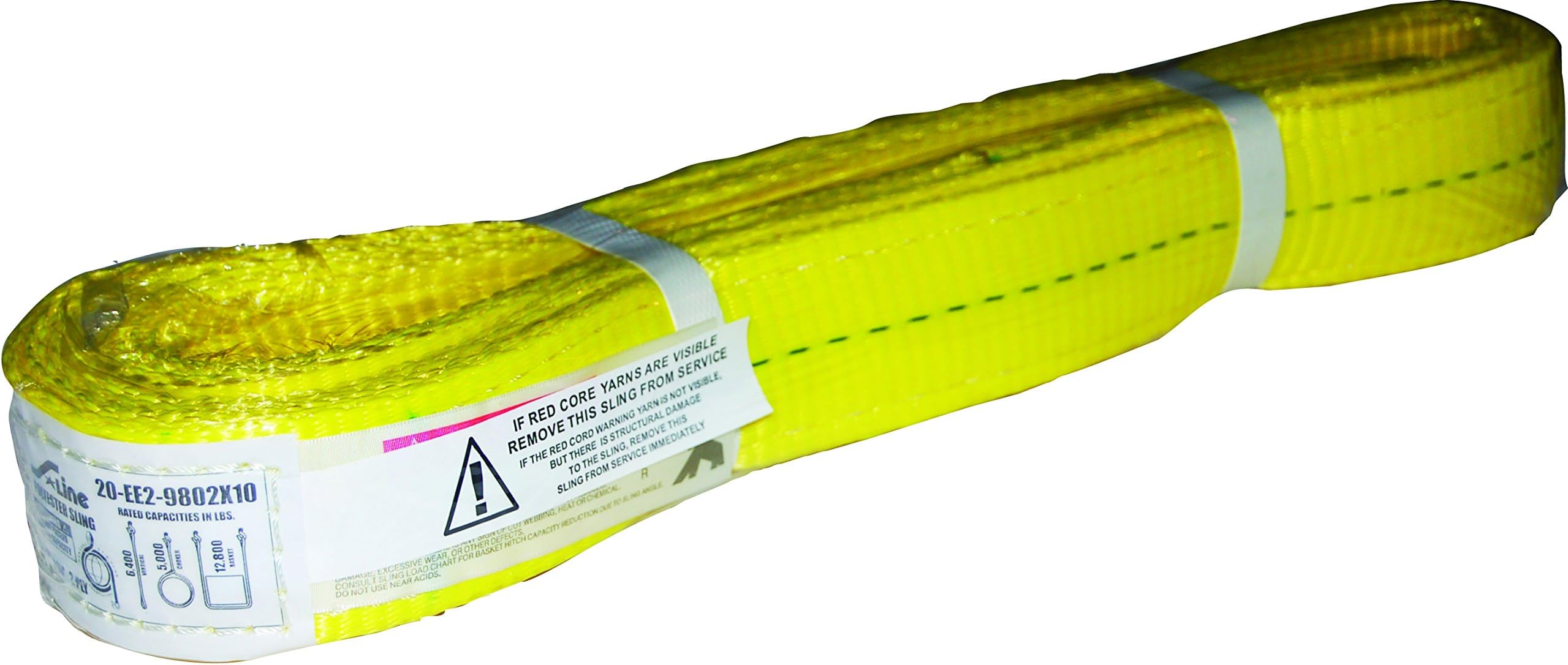 S-Line20-EE2-9802X10 Eye to Eye Twisted Web Lifting Sling, 2 in W x 10 ft L, 2-Ply, Loop End