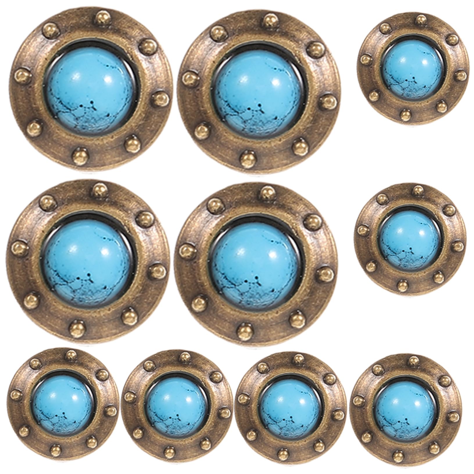 HAPINARY 10pcs Retro Decorative Buckles Chic Concho Buttons for Leather Crafts Screw Back Fasteners for Diy Bag Suitcase Decoration