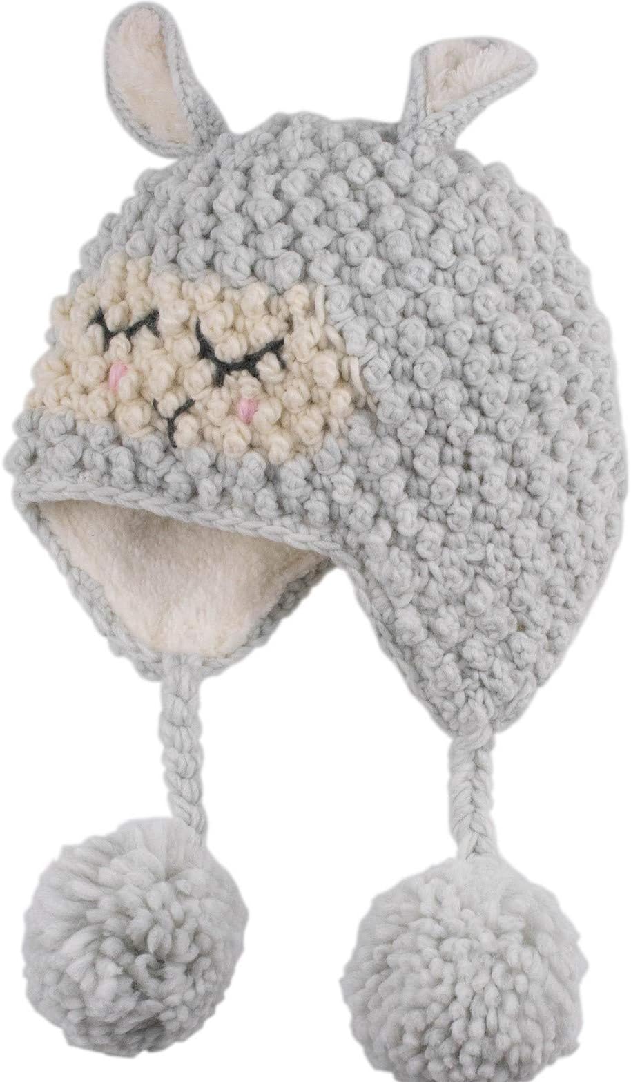ERISO Baby Girls Winter Hat Fleece Lined Warm Knit Beanie Kids Cap with Earflap