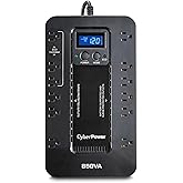 CyberPower EC850LCD Ecologic Battery Backup & Surge Protector UPS System, 850VA/510W, 12 Outlets, ECO Mode, Compact, Uninterr