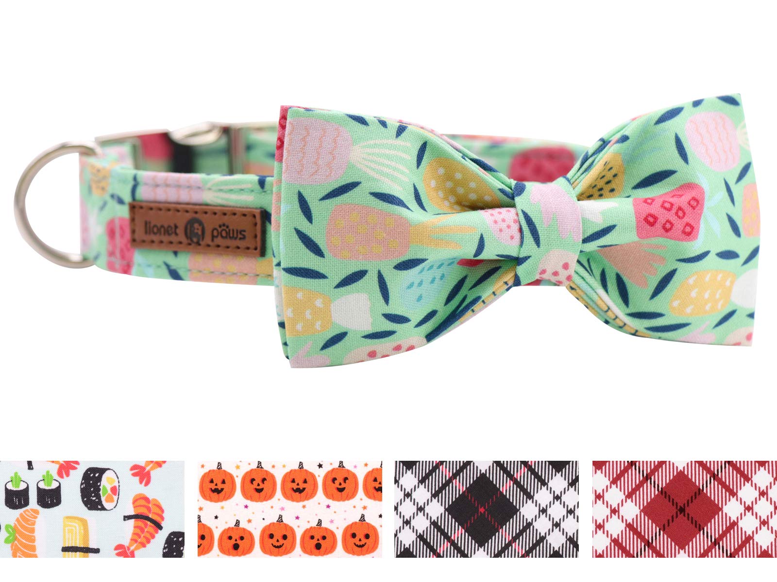 lionet paws Durable Adjustable Bowtie Dog Collar with Metal Buckle for Medium Dog, Neck 34-55cm M