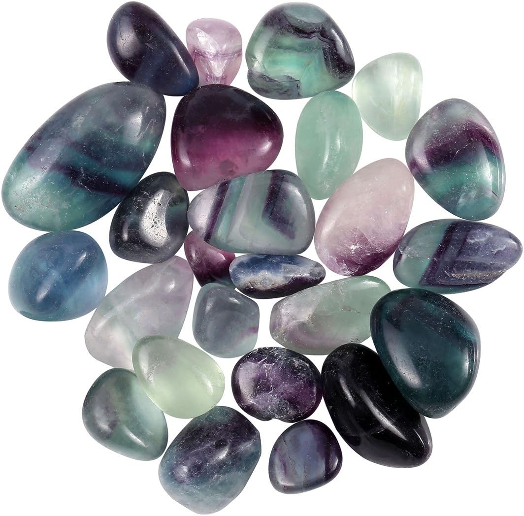 QGEM 1/2lb Bulk Natural Tumble Stones, Polished Fluorite Crystals