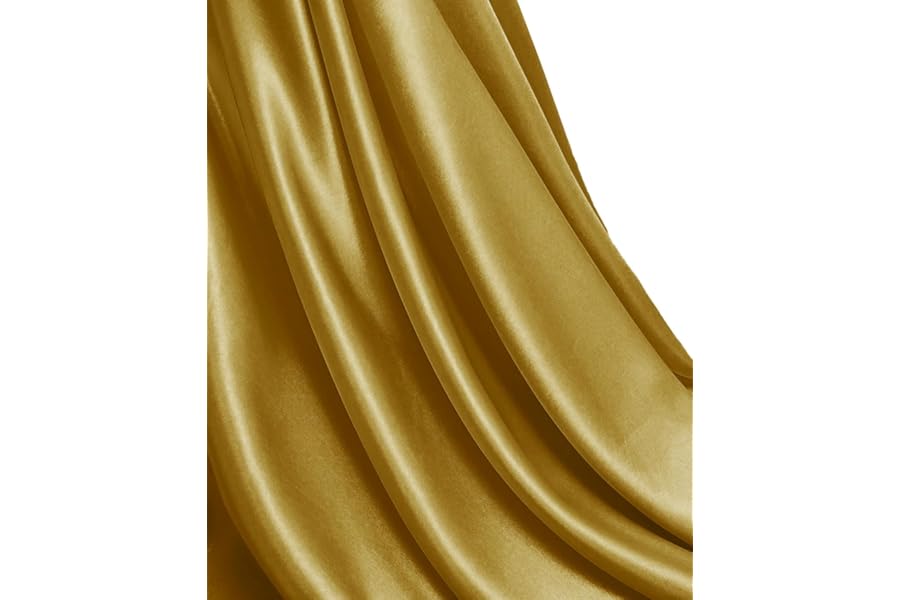 MDS Satin Fabric 5 Yards, 44" Wide, Silky Smooth Charmeuse Sateen Cloth for Wedding Arch Drapery Panel Backdrop Party Event Banquet Home Decoration Curtain Crafts DIY Sewing Costume - Gold