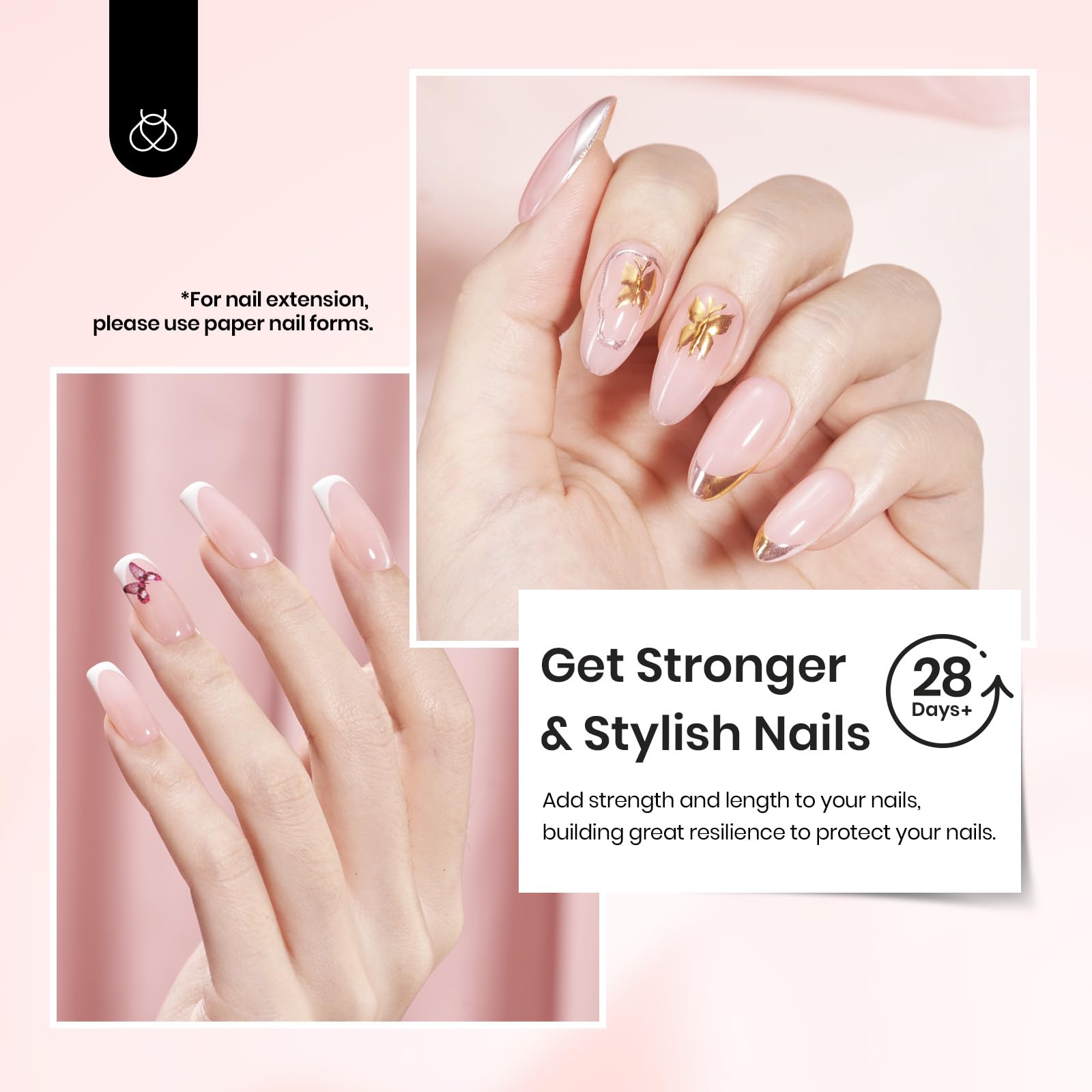 Beetles Hema Free Pink Builder Gel with No Wipe Gel Top Coat and Base Coat Shine Finish and Long Lasting, Soak Off LED Jelly Nude Builder Nail Strengthener Extension Thickening & Repair - Image 7