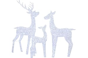 Hykolity 4.5 FT 3D Lighted Outdoor Christmas Reindeers Family, 3-Piece Light Up Twinkling Deer Set with 1660 White LED Lights, Groud Stakes, Zip Ties for Holiday Decorations