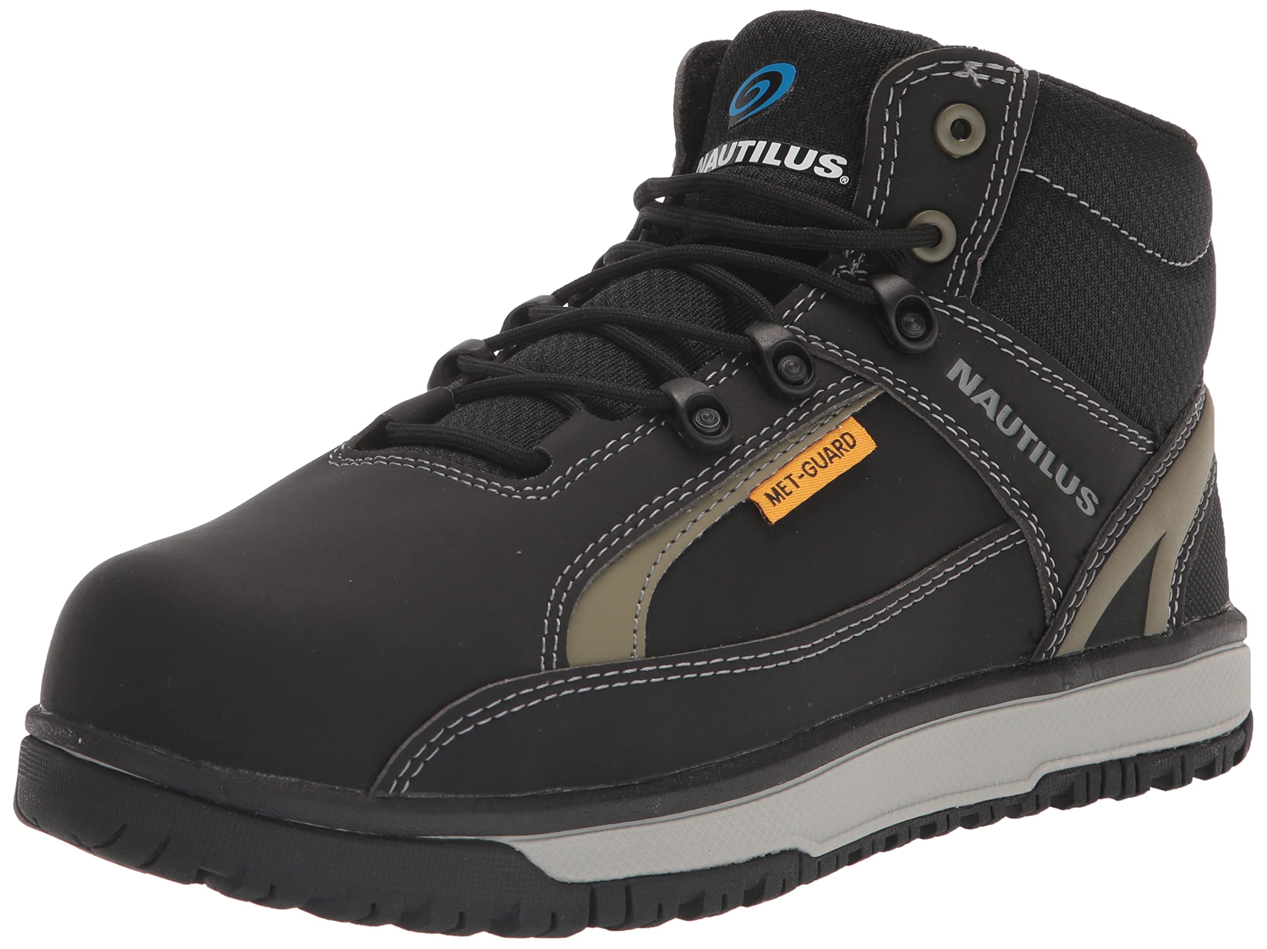 Nautilus Urban Work Boot by FSI: Oil and Slip Resistant, Aluminum Safety Toe, Ultra Lightweight, N1463-Black/Olive, Size 7 Medium Width