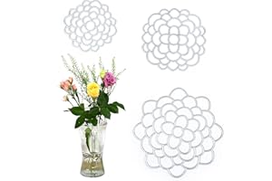 KOYILTD 3 Pcs Modern Flower Frog Metal Flower Arrangement Holder Floral Grid Used for Vase Flower Arrangement Art Convenient Stem Holder for Flowers Flower Frog Organizer Metal Lid for Vase (Silver)