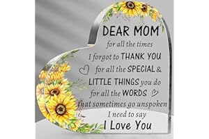 Hiipeenow Mom Birthday Gifts, to My Mom Acrylic Heart Sign Presents, Valentines Day Mothers Day, Christmas Gifts for Mom from Daughter Son