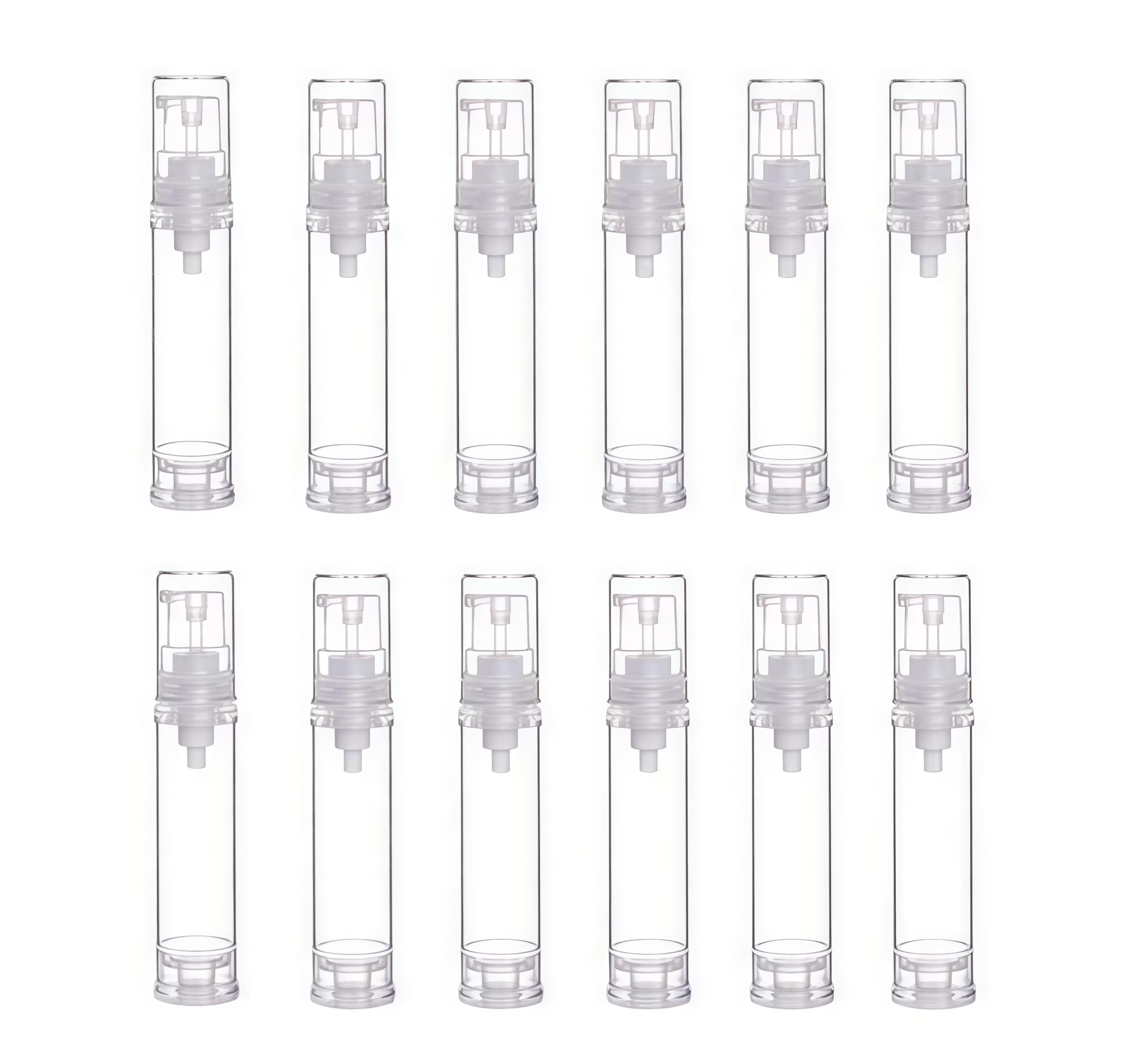 12 Pcs 10ml Plastic Travel Bottles for Toiletries Leak Proof Airless Pump Bottles Travel Containers Cosmetic Jars Great for Travel and Sampling
