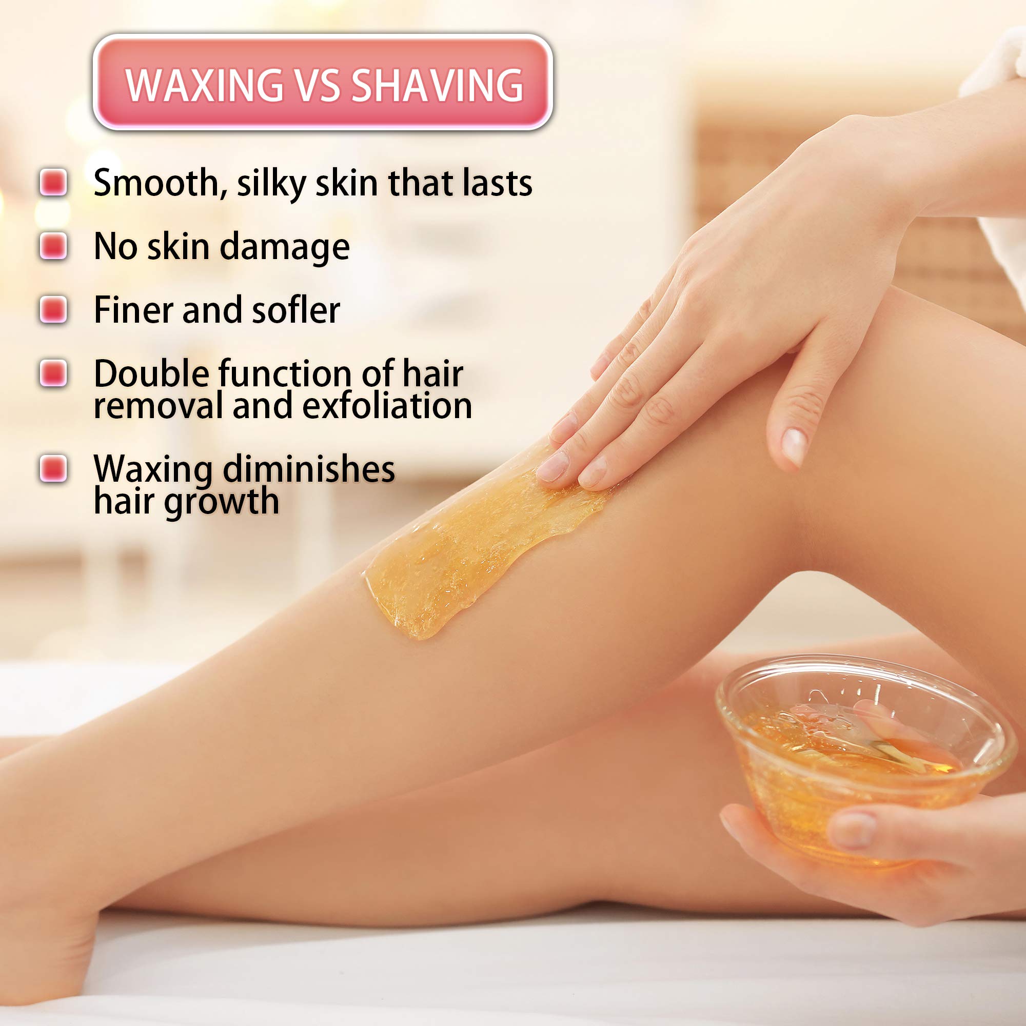 Wax Warmer Hair Removal Kit Waxing Kit with 3 Hard Wax Beans and 10